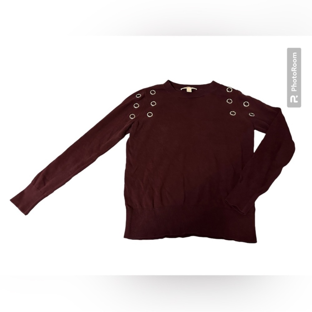 Michael Kors maroon sweater with jewels and decorative gromets